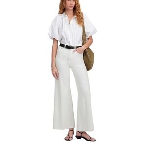 Madewell Flared Wide Leg Jeans Size 27 High Rise Cropped Raw Hem NWT *Mark*